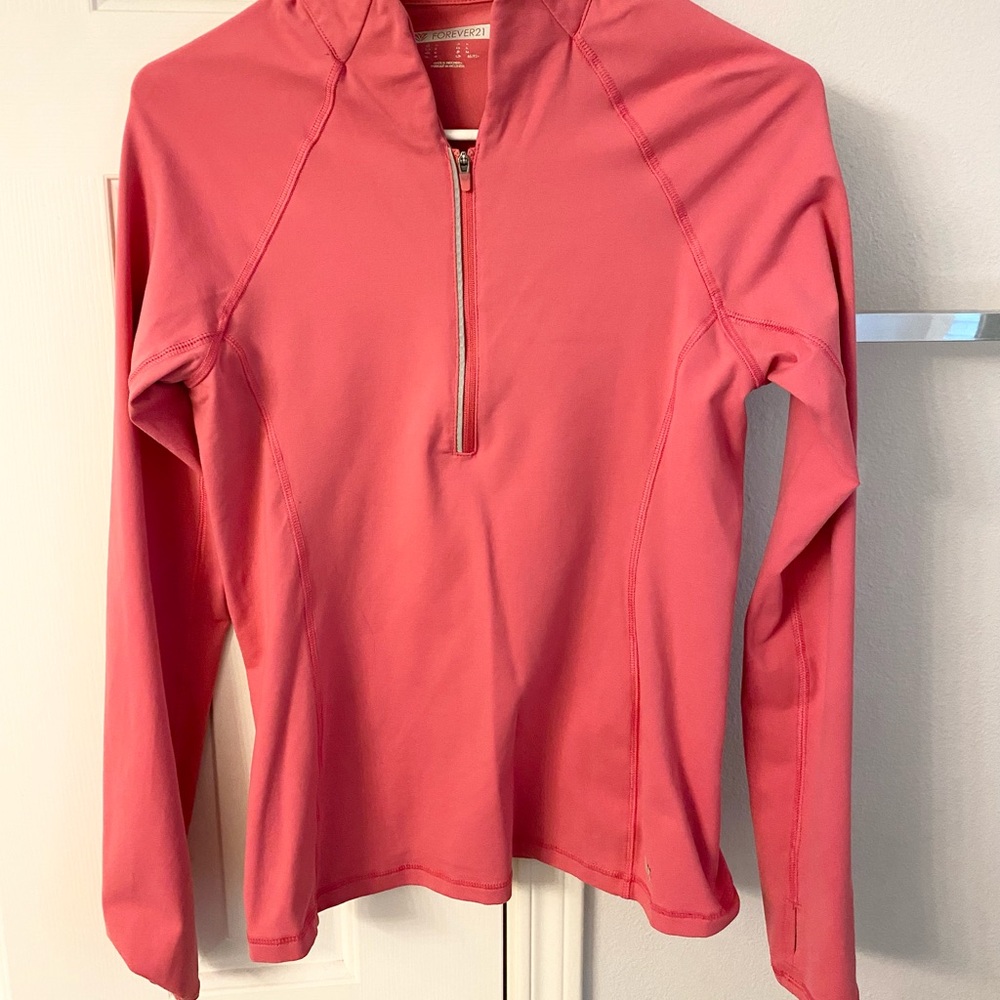 Forever 21 Pink Long Sleeve Fitted Raglan Hoodie